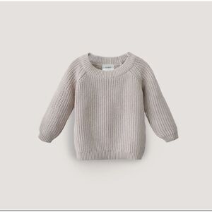Mushie Chunky Knit Baby Sweater - Beige Size 0-3 Months Boys Girl Organic Cotton